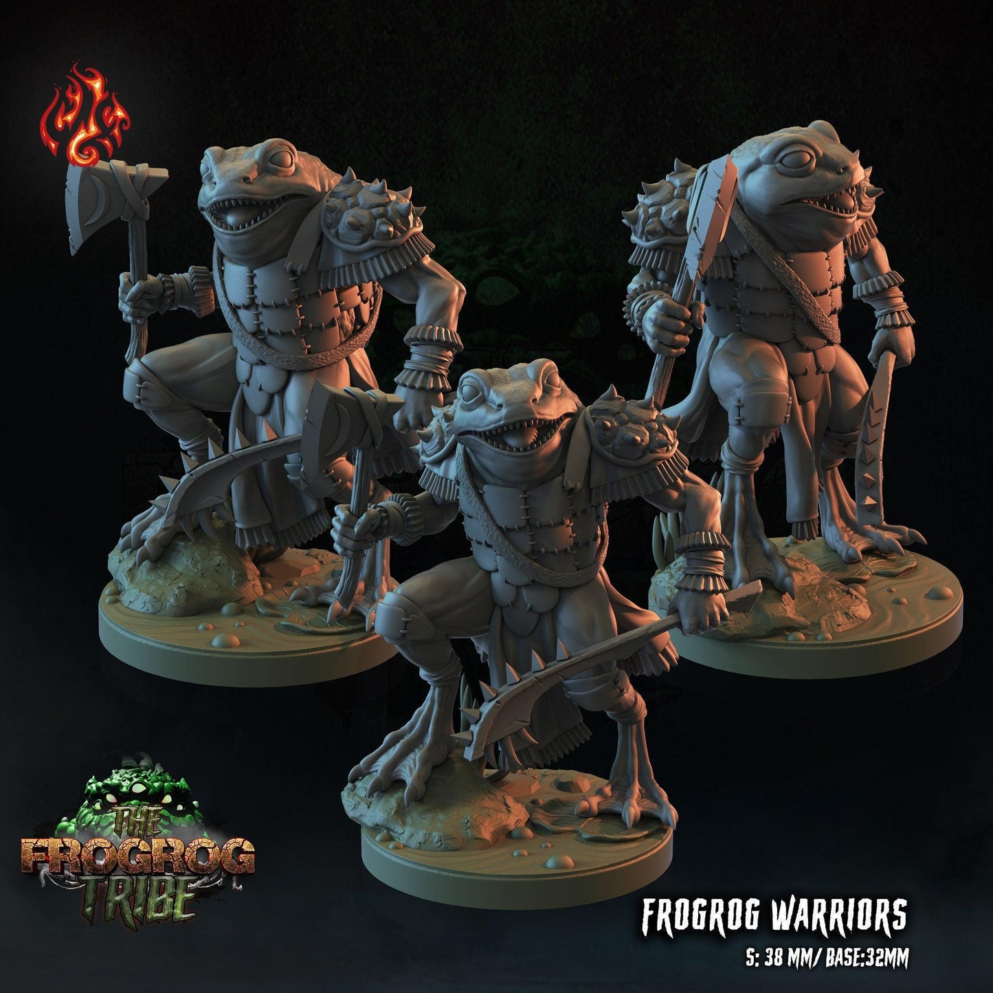 Frogrog Warrior Minis - Unpainted DND Monster Mini - 28mmto 32mm RPG Miniature for Tabletop Gaming