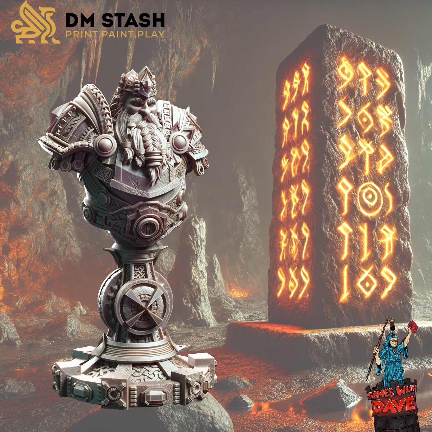 Gordrain Stonehand, Dwarven General - Bust - Designed by DM Stash - Unpainted