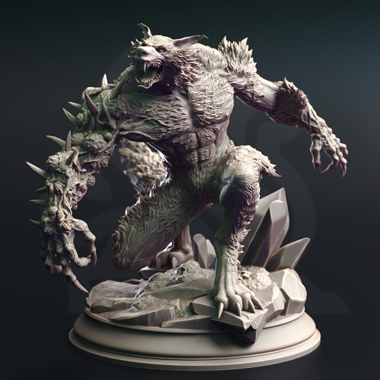 Garra de Sangre, Hombre Lobo Abominable de Gran Tamaño - Miniatura de rol de terror gótico DND - 32 mm - Sin pintar