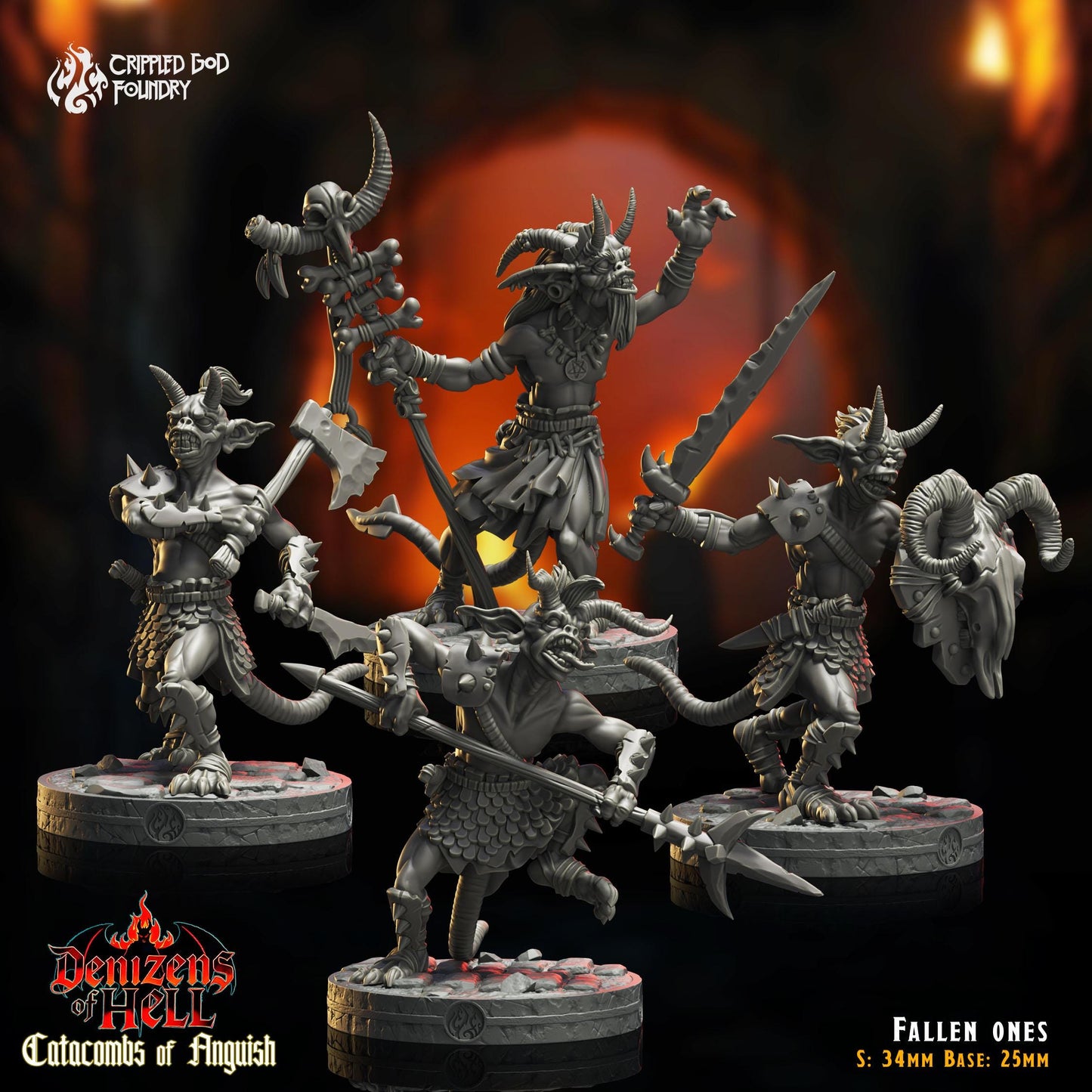 Figurines de démons The Fallen Ones pour jeux de rôle sur table - échelles de 28 mm à 32 mm