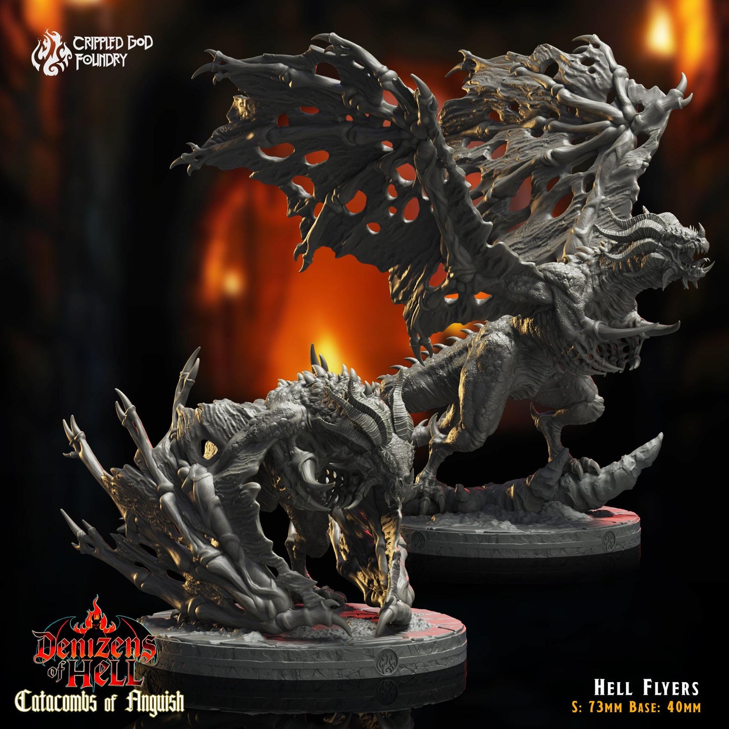 Hell Flyers - Flying Demon Miniatures for Tabletop RPG's - Unpainted Miniature