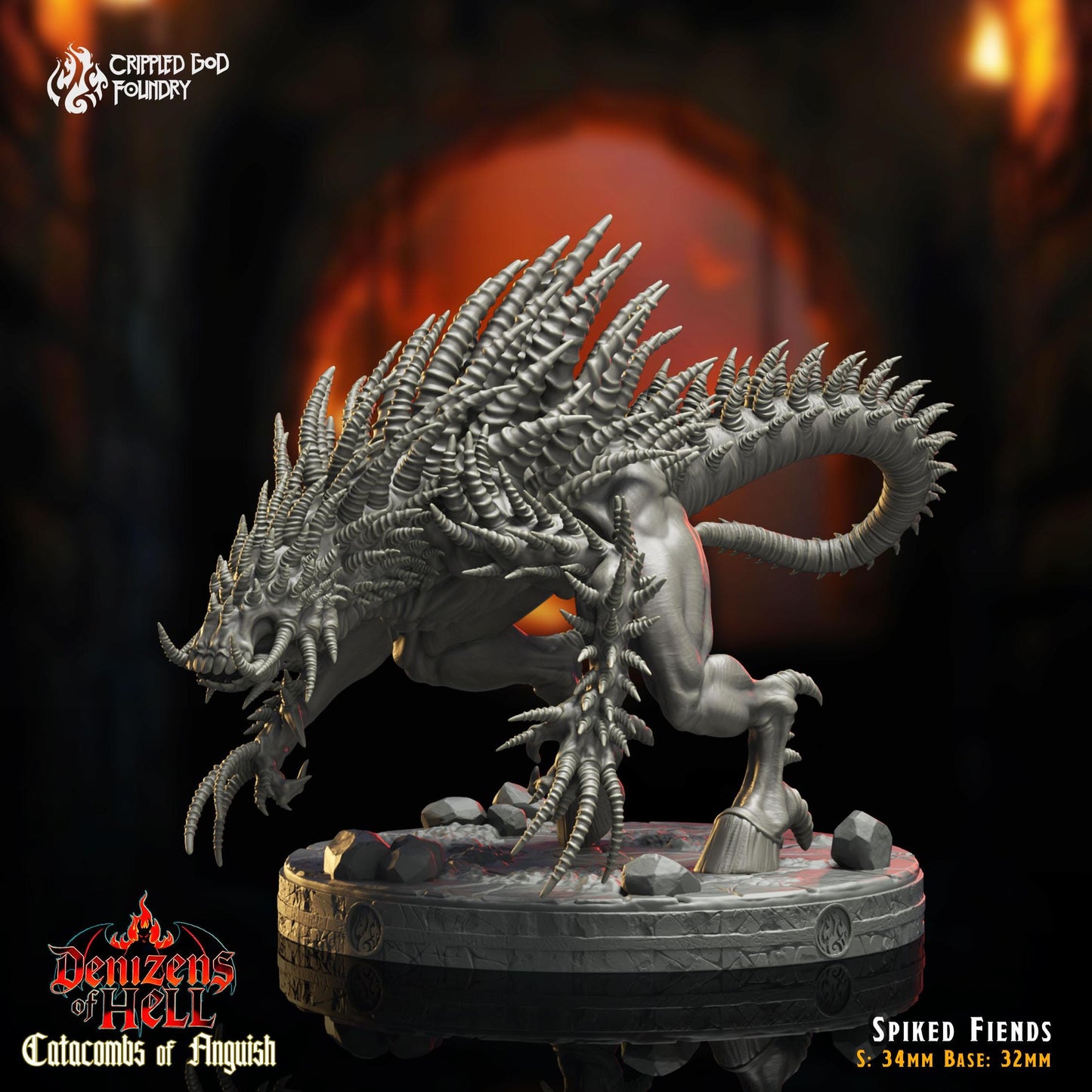 Spiked Fiends - Démons imprimés en 3D - Figurines de jeu de rôle sur table 32 mm - Non peintes - Faible coût et haute qualité