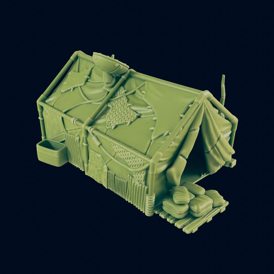 Tentes Wasteland - Camp de survie post-apocalyptique - Site de campement RPG - Figurines de jeu de société
