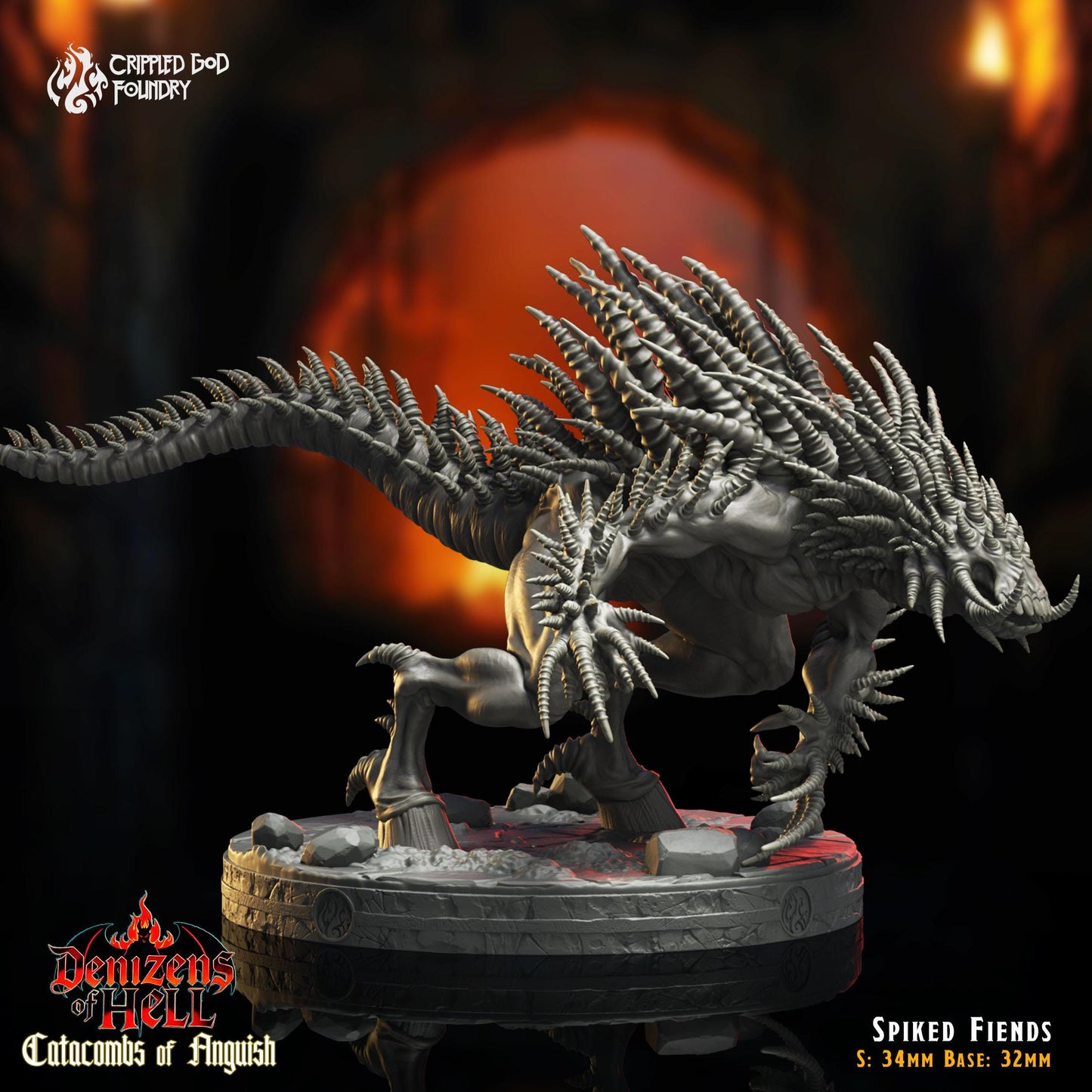 Spiked Fiends - Démons imprimés en 3D - Figurines de jeu de rôle sur table 32 mm - Non peintes - Faible coût et haute qualité