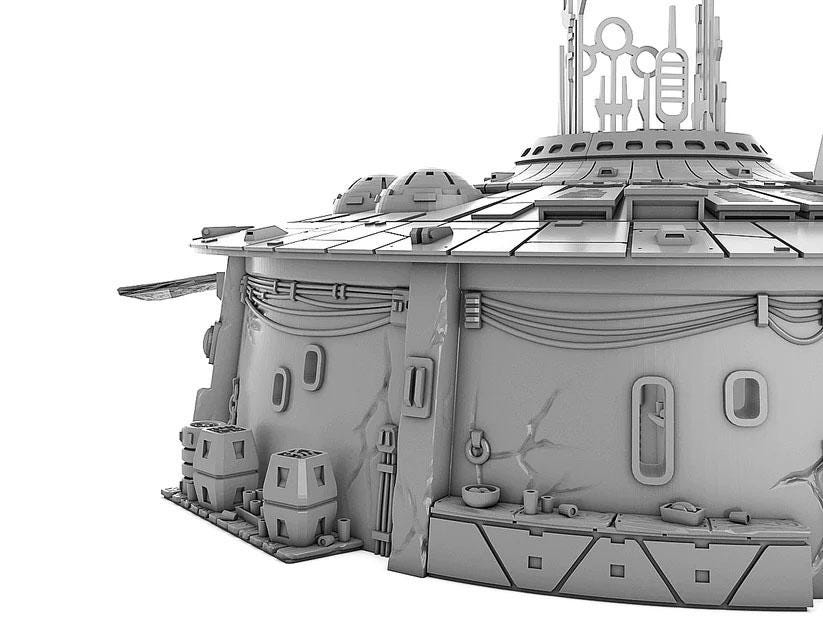 a model of a building with a clock on top of it