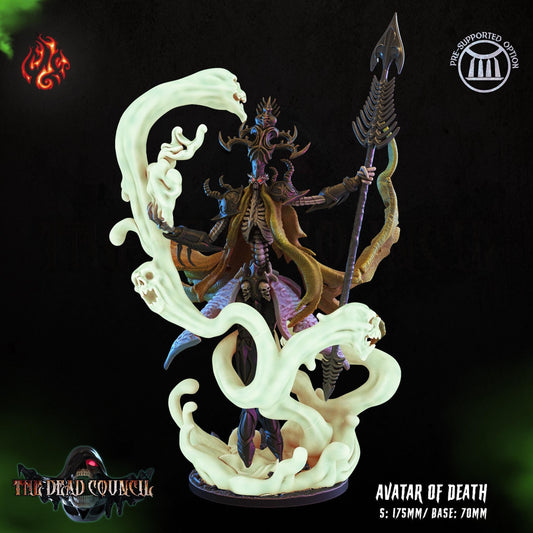 Avatar de la Mort - Figurine de 175 mm de haut - Grande figurine RPG Grim Reaper - Figurine de mort-vivant non peinte