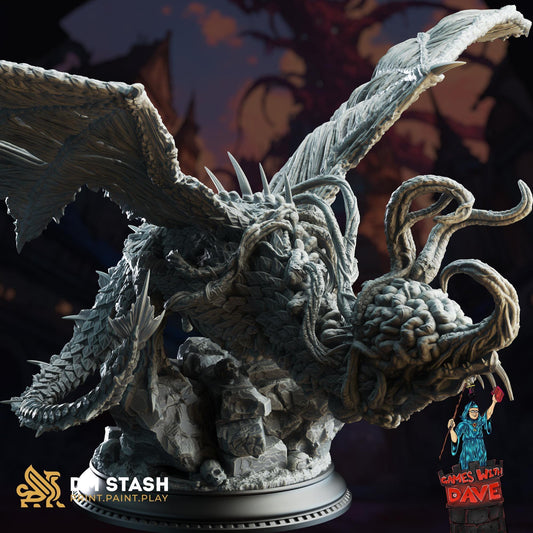 Midorius Reborn - Eldritch Flayer Dragon - 3D Printed DND Dragon Miniature - Unpainted DND Mini