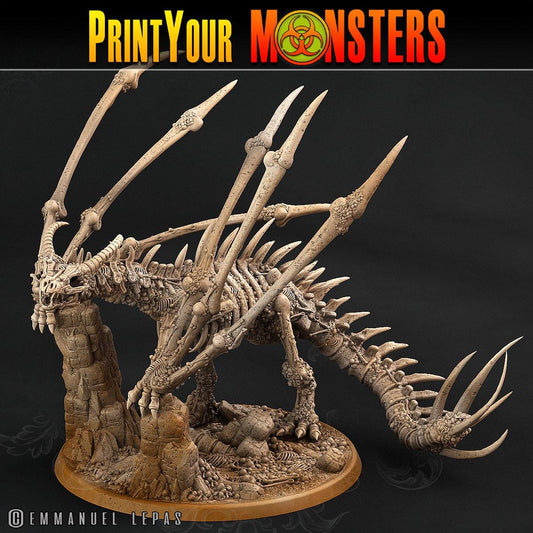 Boneclaw the Skeletal Dragon - 3D Printed RPG Miniature - Massive Dragon Miniature - Unpainted