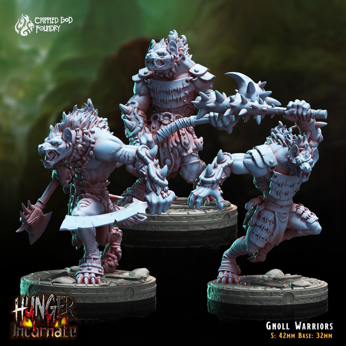 Gnoll Warriors  -  28mm to 32mm RPG Miniature for Tabletop Gaming - Unpainted Tabletop RPG Villain Miniature