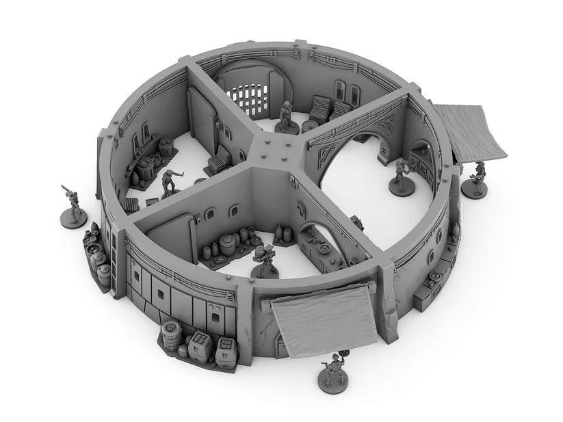 a model of a room with a table and chairs