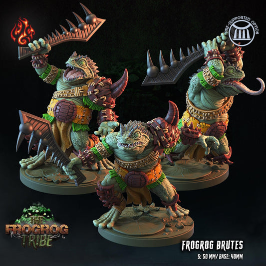 Frogrog Brutes - 28mm to 32mm RPG Monster Miniature for Tabletop Gaming - Unpainted DND Mini
