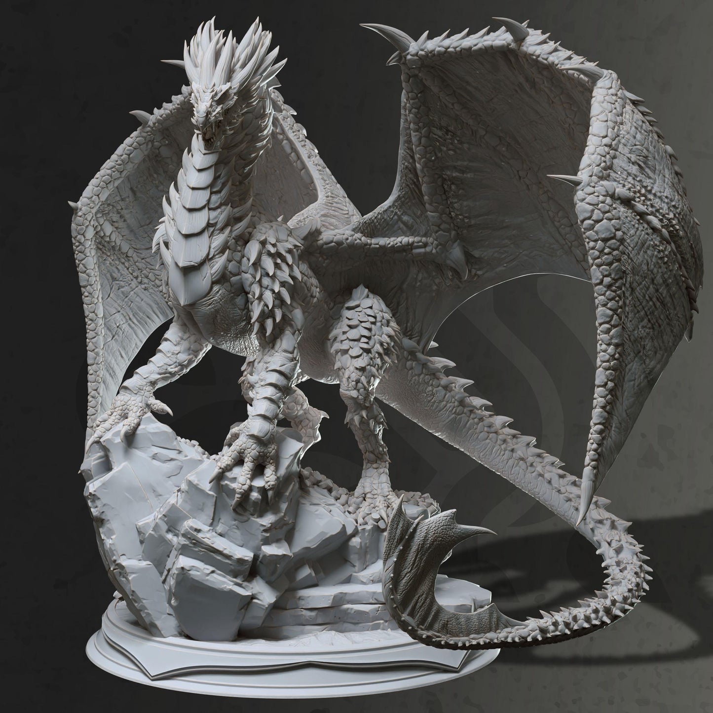 Brazatul - Large Ancient Bronze Dragon - 3D-Printed DND Dragon Miniature - Unpainted DND Mini