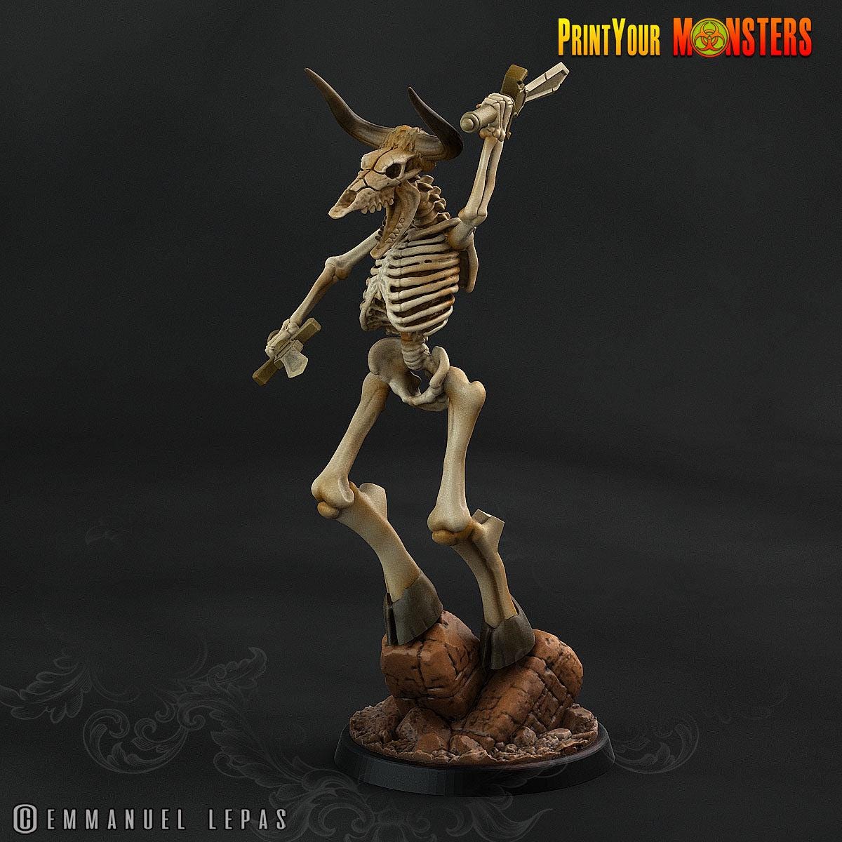 Bone Minotaurs - 32mm Skeleton Minotaur Miniatures for Dungeons and Dragons, Shadowdark and other RPG's - Unpainted
