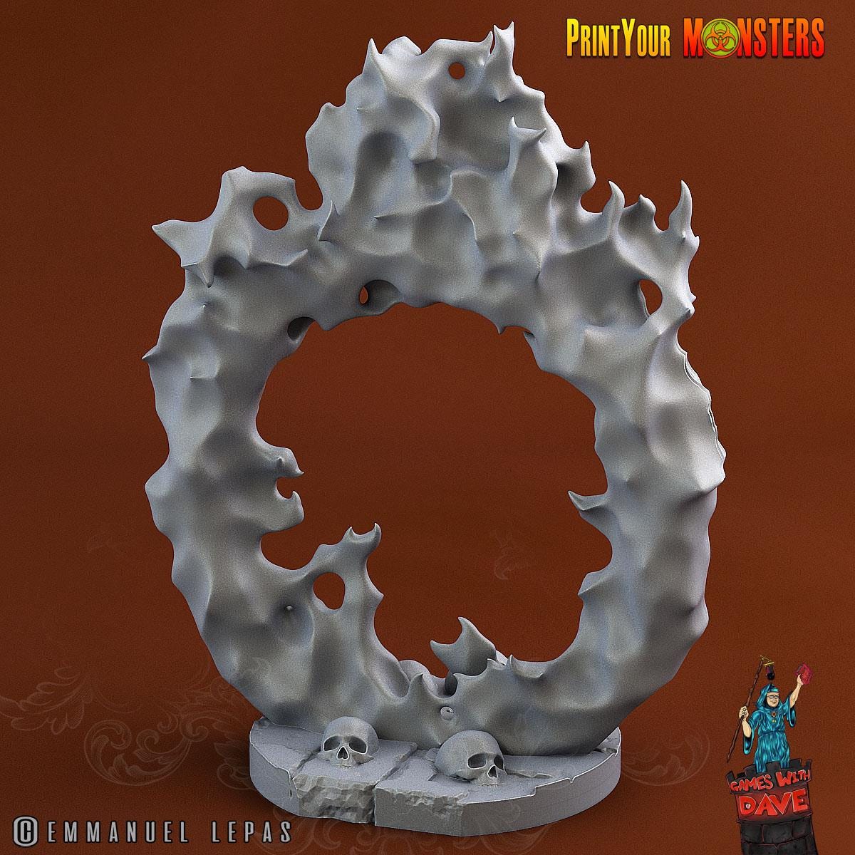 Portail des Flammes infernales - Parfait pour une aventure D&amp;D d'Halloween effrayante - Non peint