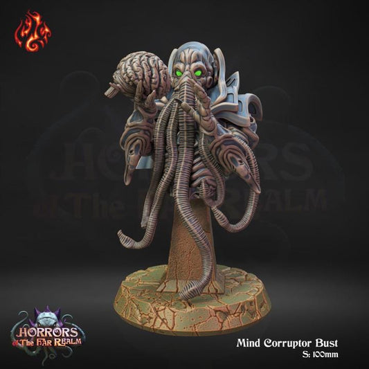 Buste de Corrupteur mental imprimé en 3D – Monstre de RPG d'horreur cosmique – Buste de jeu vidéo non peint