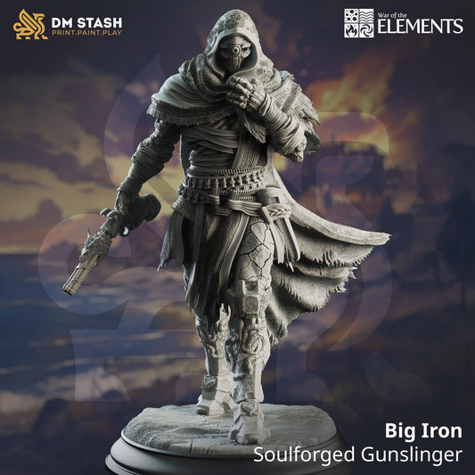 Big Iron - Pistolero forgé par l'âme - Figurine 75 mm ou 32 mm pour Donjons et Dragons 5e édition et autres jeux de rôle - Non peinte