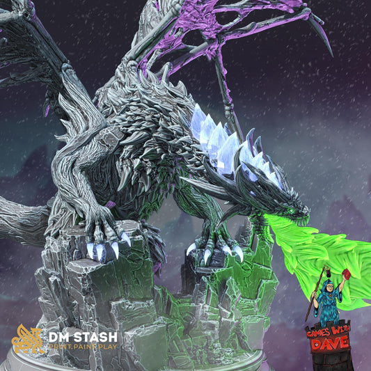 Nerevin, le dragon mort-vivant - Grand dragon DND imprimé en 3D - Miniature RPG - Mini DND non peinte