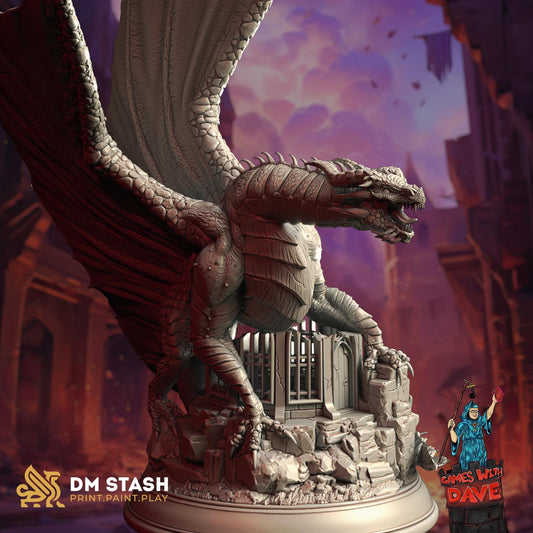 Aurestia, Ancient Golden Dragon - RPG Miniature - 3D Printed DND Dragon - Unpainted DND Mini
