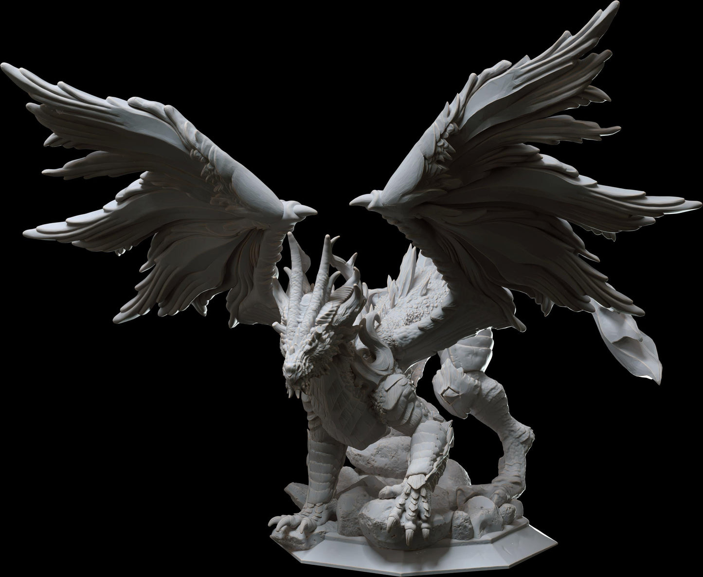 Glanbeli, the Celestial Dragon of Minera - Large 3D Printed DND Dragon for Role-Playing Games - Unpainted & Unassembled DND Mini