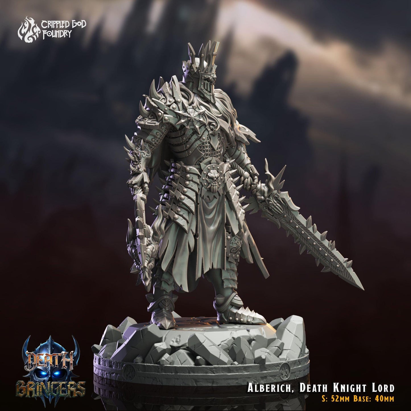 Alberich, Seigneur Chevalier de la Mort - Figurine Monstre Mort-Vivant DND de 28 mm à 32 mm pour RPG sur table - Figurine DND non peinte