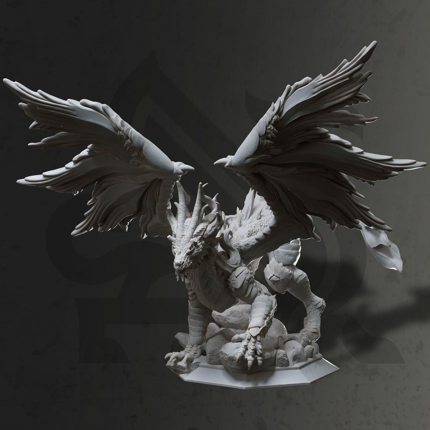 Glanbeli, the Celestial Dragon of Minera - Large 3D Printed DND Dragon for Role-Playing Games - Unpainted & Unassembled DND Mini
