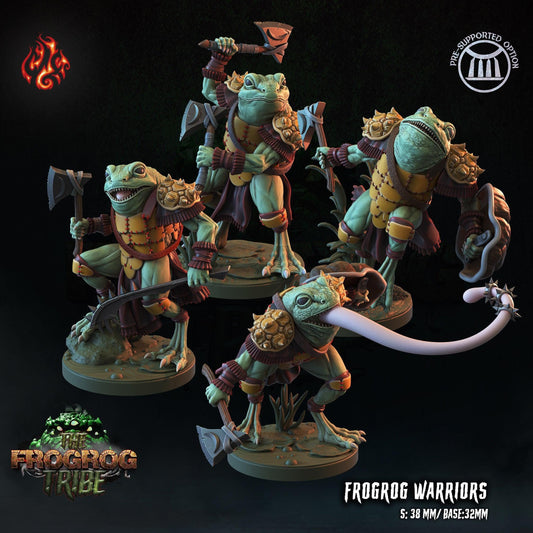 Frogrog Warrior Minis - Miniatura de monstruo DND sin pintar - Miniatura de rol de 28 mm a 32 mm para juegos de mesa
