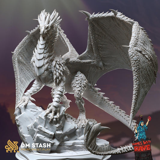 Brazatul - Large Ancient Bronze Dragon - 3D-Printed DND Dragon Miniature - Unpainted DND Mini