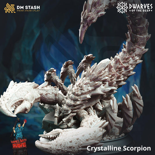Miniatura de Escorpión Cristalino - Miniatura de monstruo de 32 mm para Dungeons and Dragons, Shadowdark y otros juegos de rol - Miniatura DND sin pintar