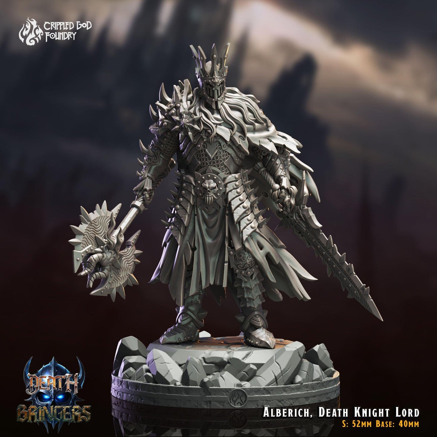 Alberich, Seigneur Chevalier de la Mort - Figurine Monstre Mort-Vivant DND de 28 mm à 32 mm pour RPG sur table - Figurine DND non peinte