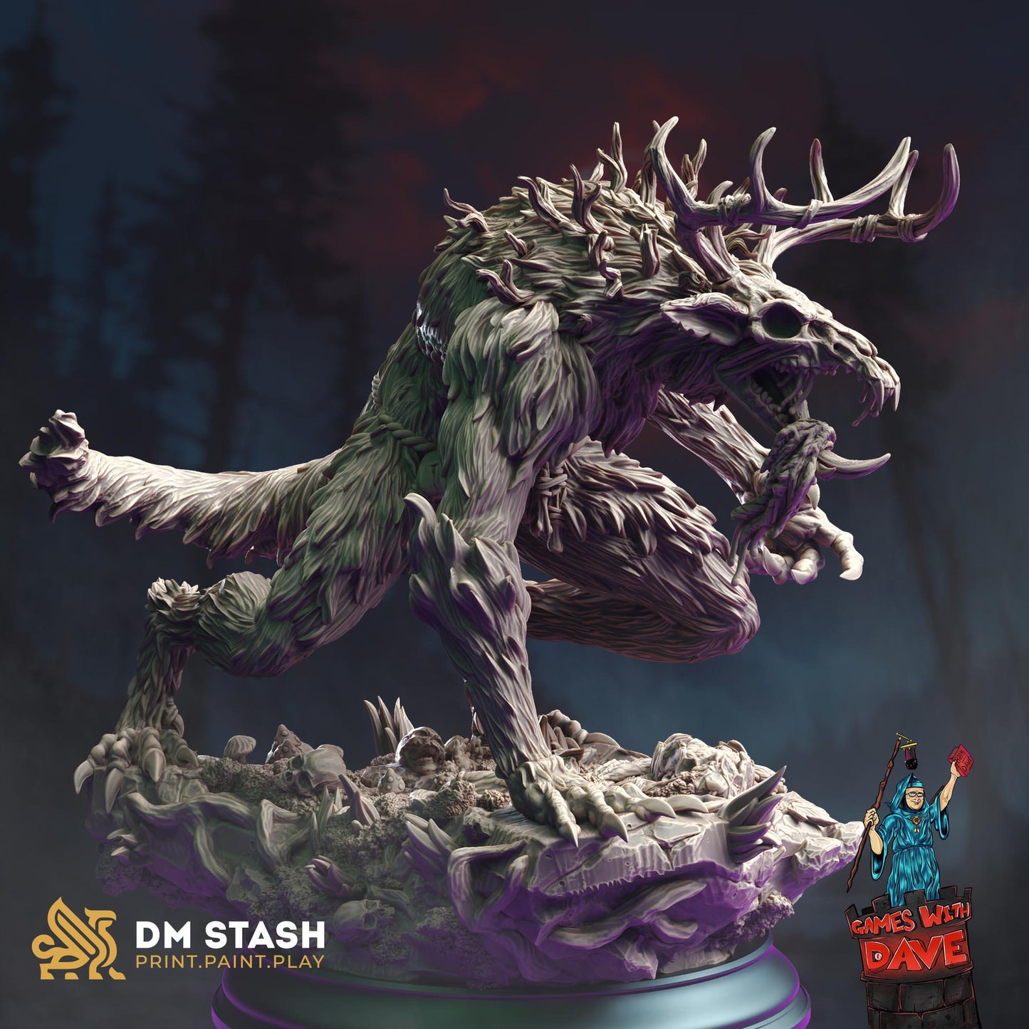Garra Temible - Monstruo Hombre Lobo - Miniatura DND grande de 32 mm - Miniatura para juego de rol - Miniatura de Hombre Lobo sin pintar