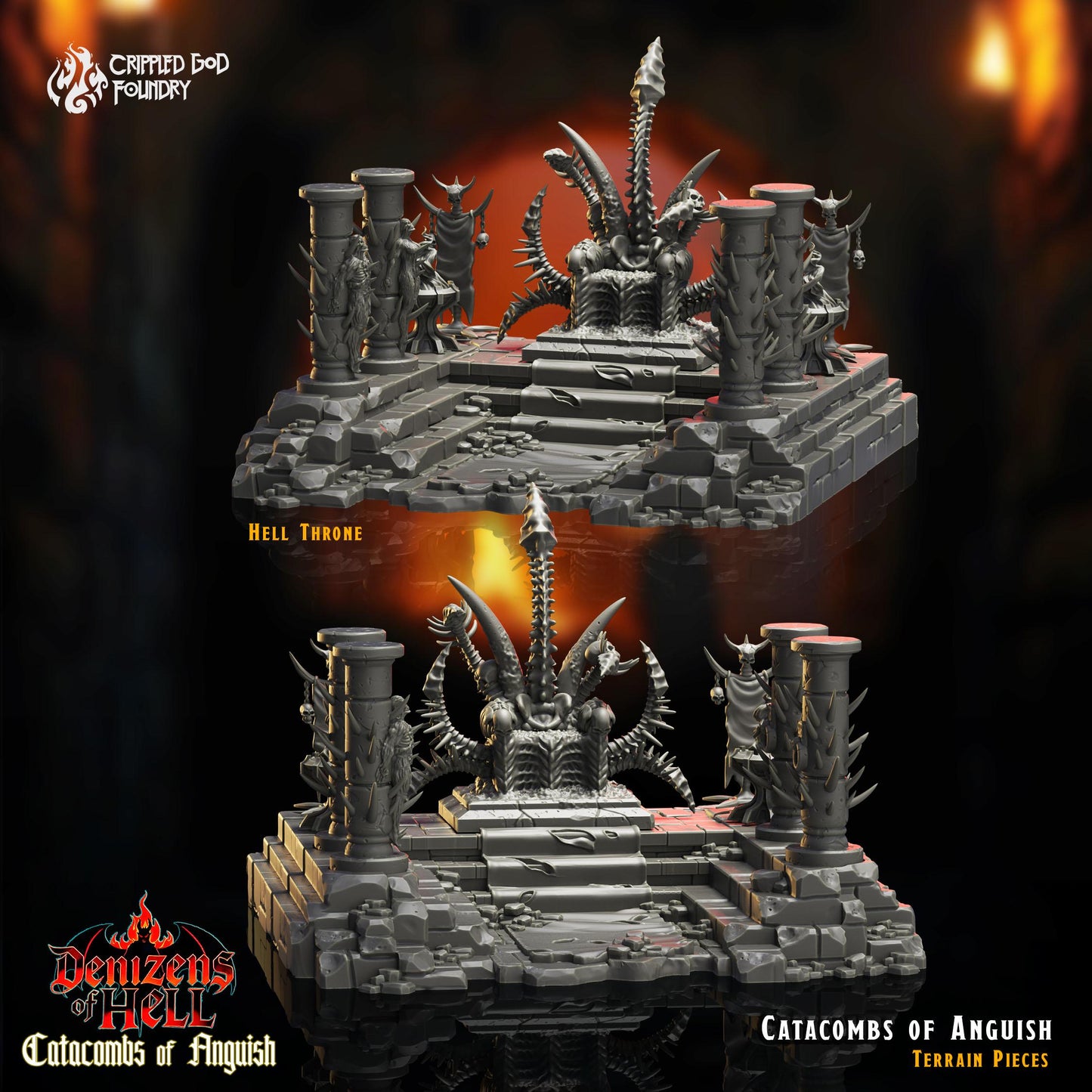Trône de l'Angoisse - Pièce de terrain imprimée en 3D pour RPG - 15 pièces - Terrain non peint - Cadeau DM