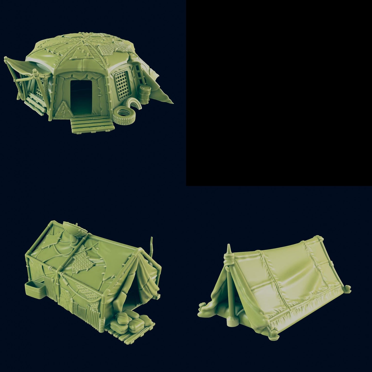 Tentes Wasteland - Camp de survie post-apocalyptique - Site de campement RPG - Figurines de jeu de société